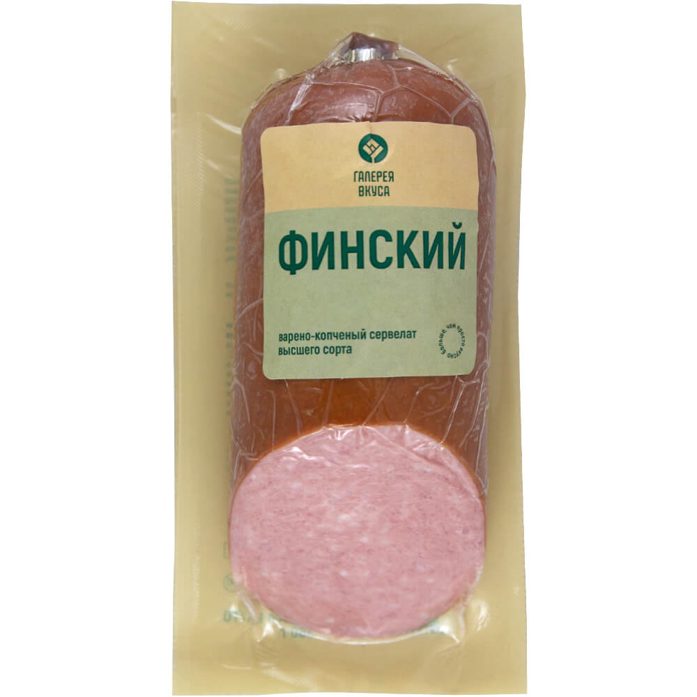 Фото: Колбаса "Сервелат Финский" копчено-вареная салями из мяса птицы, 360г