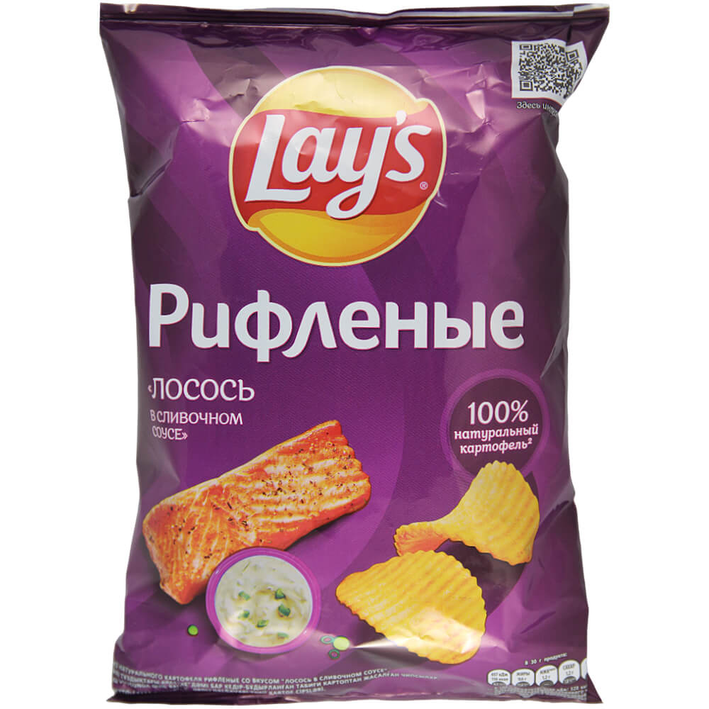 Фото: Чипсы "Lay's" из натурального картофеля рифленые лосось в сливочном соусе, 140г