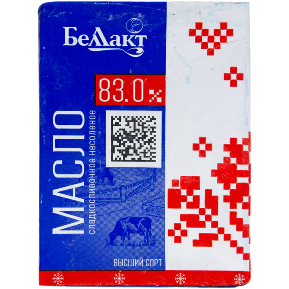 Фото: Масло "Беллакт" сладкосливочное несоленое 83%, 180г