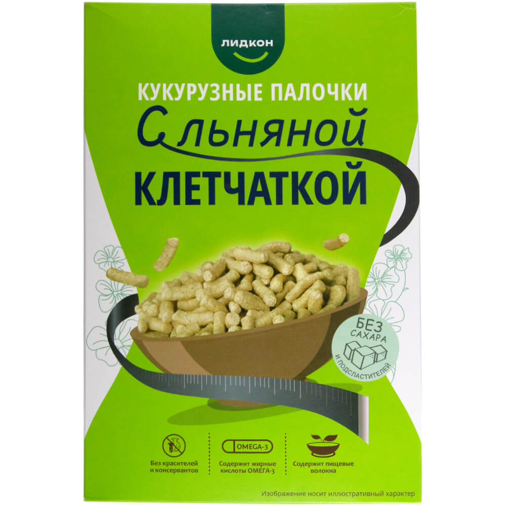 Фото: Палочки кукурузные "Лидкон" с клетчаткой льняной, 100г