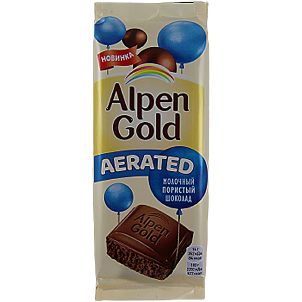 Фото: Шоколад молочный "Alpen Gold Aerated" пористый, 80г