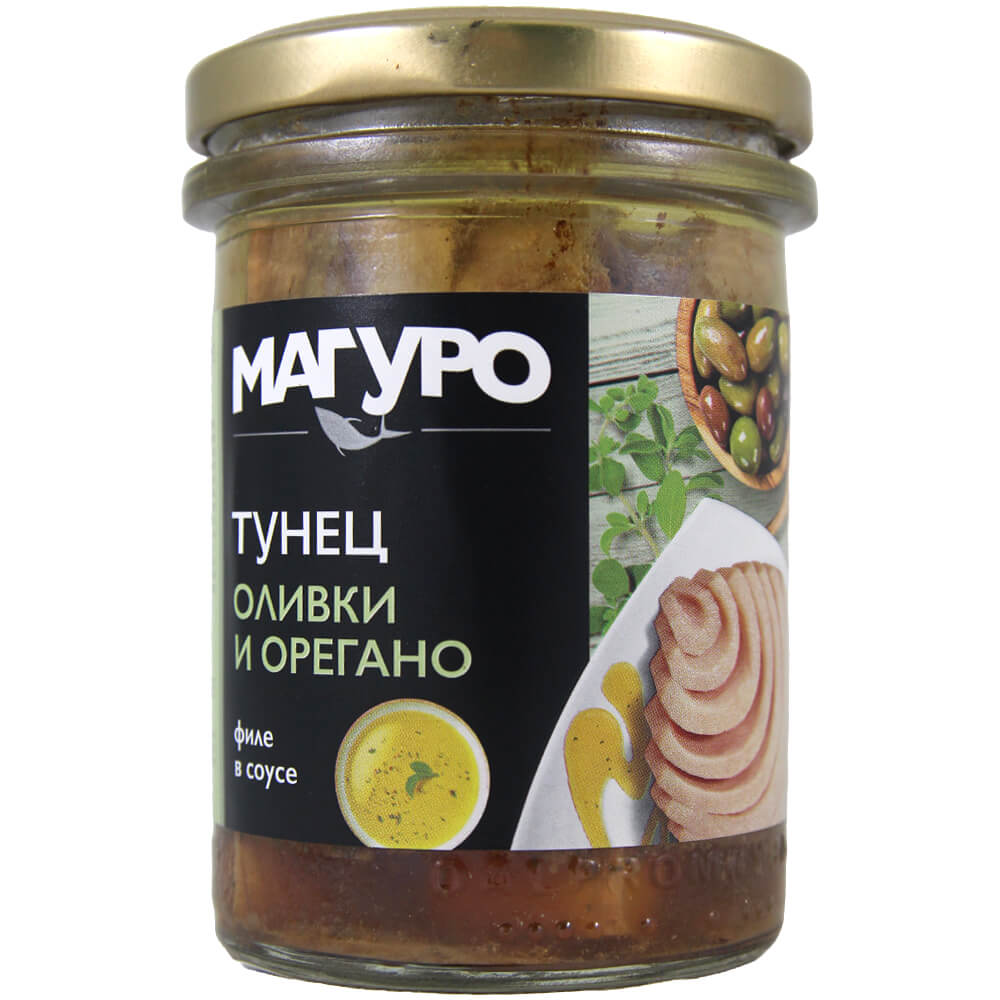 Фото: Тунец "Магуро" полосатый филе в соусе "Оливки-орегано" с маслом, 200г
