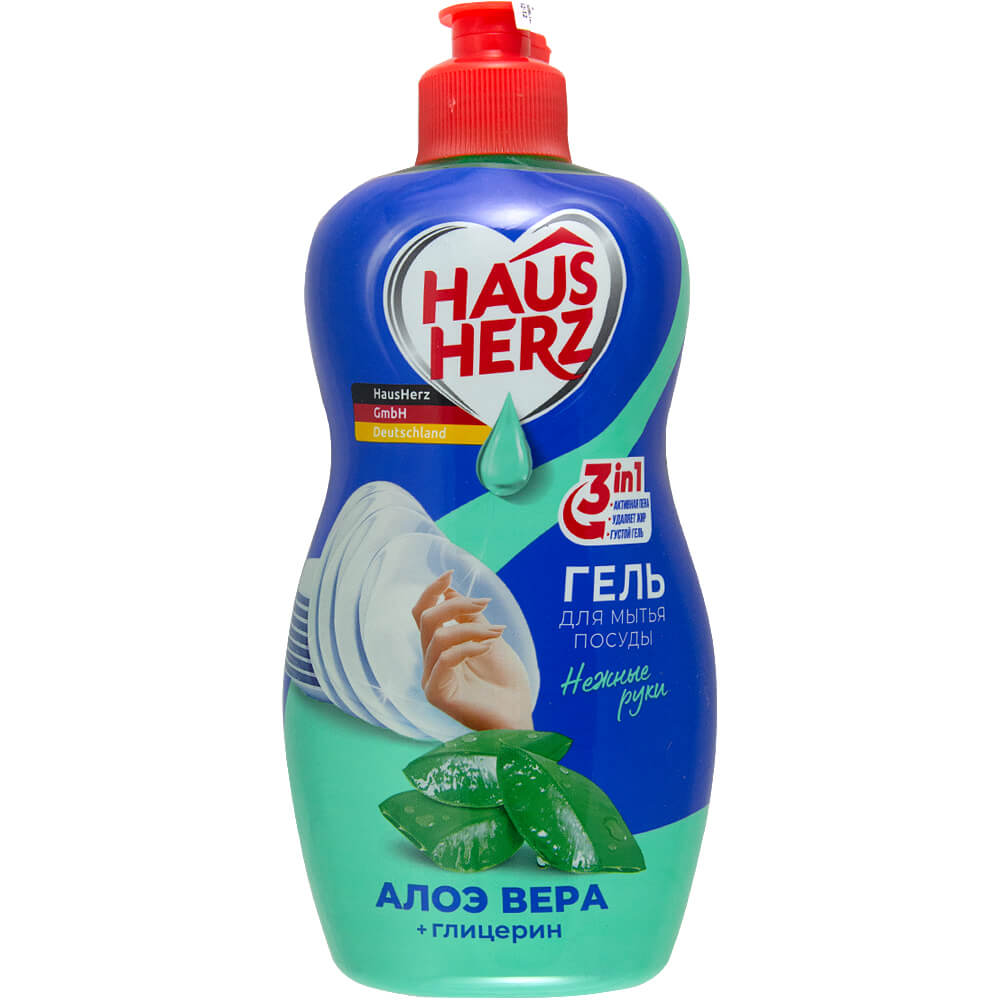 Фото: Средство для мытья посуды "Haus Herz" глицерин+алоэ вера, 450мл