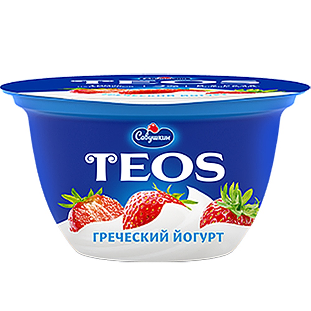 Фото: Йогурт "Греческий teos" клубника 2%, 140г