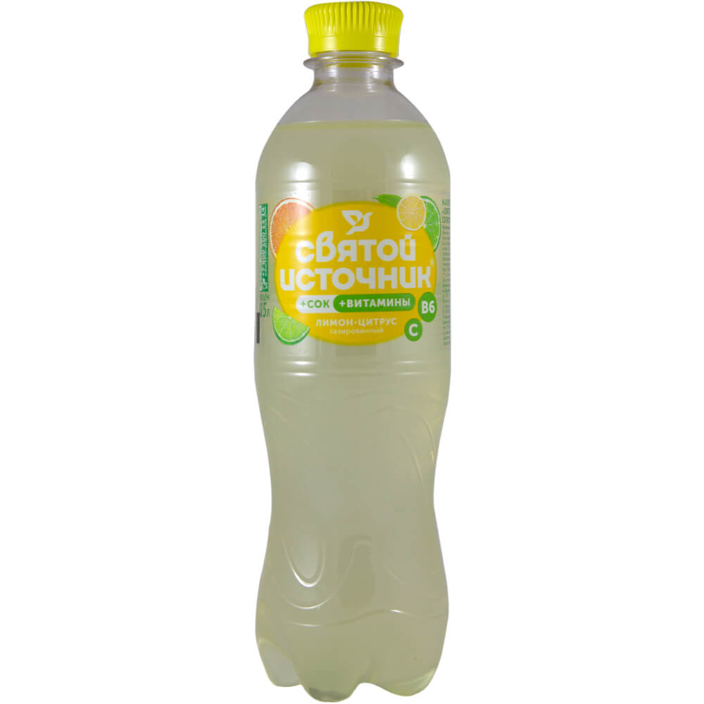 Напиток "Святой источник" Вода+ сок со вкусом цитрусов газированный, 0.5л Фото: Напиток "Святой источник" Вода+ сок со вкусом цитрусов газированный, 0.5л