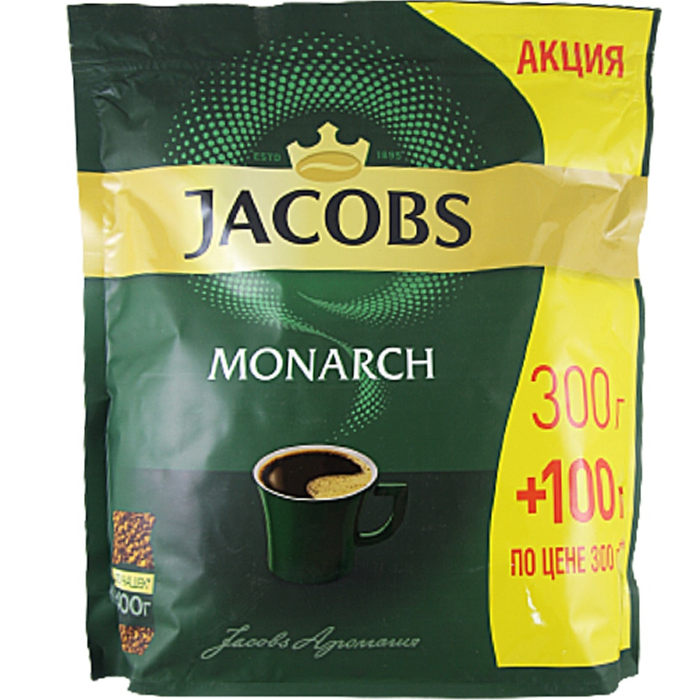 Фото: Кофе натуральный растворимый "Jacobs monarch", 400г