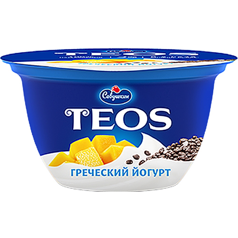 Фото: Йогурт "Греческий teos" манго-чиа 2%, 140г